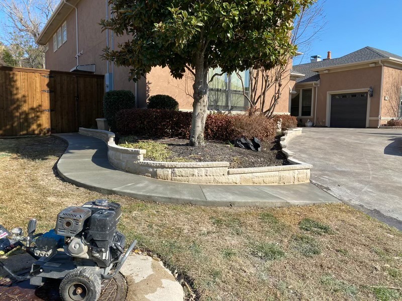 Left side landscaping after