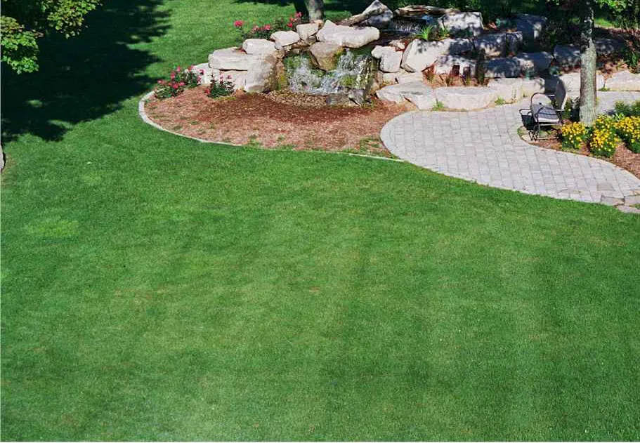 Lawn mowing in progress
