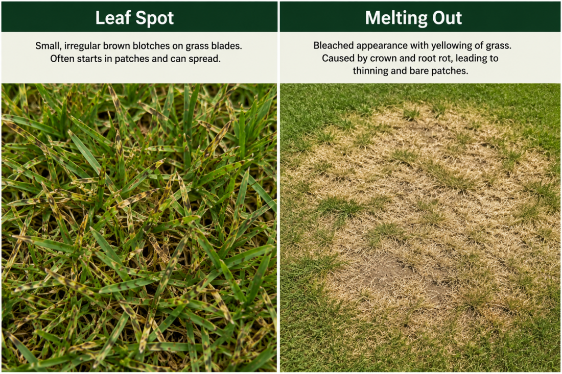 leaf spot and melting out lawn disease