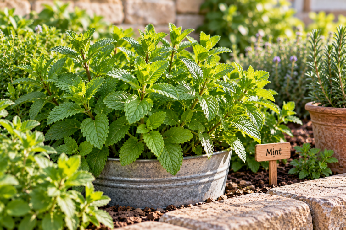 mint in garden